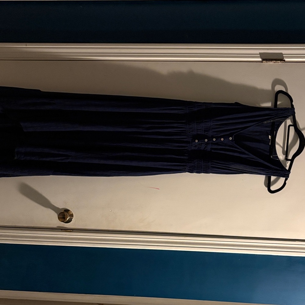 Rewind Navy Maxi Dress with Button Detail